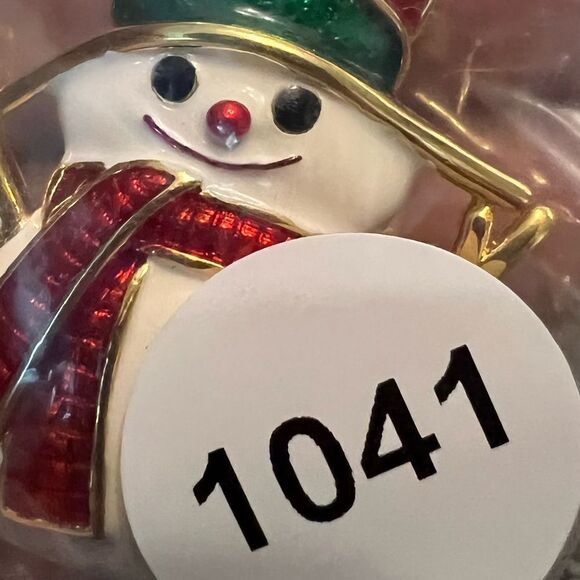 Awwww Smiling Snowman Enamel Vintage Brooch 1041 - Picture 5 of 5